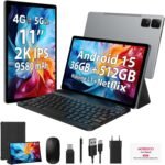 Android 15 Tablet 11 Inch, 4G LTE and WiFi 5G, Octa-Core, 36GB RAM+512GB ROM (1TB TF), Widevine L1, FHD 2K 2000x1200, GMS/GPS/Camera 8+13MP/9580mAh Battery with Keyboard+Mouse (Grey) - Image 2