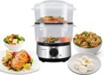 BEPER BC.261 5 Litre Steamer with Timer – Steamer Cooking Steamer Rice, Fish, Ravioli, Vegetables and Meat, BPA Free - Imagen 2