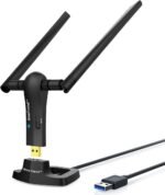 BrosTrend 1200Mbps USB WiFi Adapter for PC, USB WiFi Antenna Long Range Compatible Windows 11/10/8.1/8/7, Dual Band 5GHz (867Mbps) and 2GHz (300Mbps), Adjustable External Wi-Fi Antenna, USB3.0 - Image 2