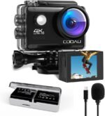 COOAU Sports Camera 4K30FPS 20MP WiFi with External Microphone, 170° Wide Angle, Waterproof 40M Waterproof Helmet Camcorder with Remote Control, 2×1200mAh Batteries, Accessories - Image 2