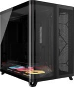 CORSAIR Air 5400 LX-R RGB iCUE Link Triple Camera Panoramic Semi-Tower PC Case - 3 LX-R RGB Reverse-Rotor Fans Pre-Installed - High Flow Low Noise Ducting - Black - Image 2