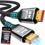 Cable HDMI 8K 2.1, disponible de 1.5 pies, 3.3 pies, 6.6 pies, 10 pies, 16 pies, 20 pies de longitudes para selección, cable HDMI trenzado de ultra alta velocidad de 48 Gbps, 8K a 60 Hz/4K - Image 2