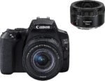 Canon EOS 250D (24, 1 Megapixel, 7.7 cm (3") Display, APS-C Sensor, 4K, Full HD, DIGIC 8, WLAN, Bluetooth), Color Black, Includes EF-S 18-55mm f/4-5.6 IS STM, Black, EF 50mm f/1.8 STM - Imagen 2