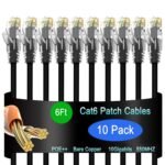 Cat6 Ethernet Patch Cable 6ft (10 Pack), Cat6 Patch Cord for Data Centers, Cat 6 Patch Cord 10G, Network Patch Cables for Home Network and - Imagen 2