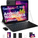 DOOGEE U11 2025 Tablet 11 Inch, Andriod 16 Tablet with Keyboard, 16GB RAM+128GB ROM(2TB TF) 8580mAh, Kids Tablet Octa-Core, 7.9mm Metal Body, 13MP Camera/Widevine L1/Face ID/BT5.0 - Imagen 2