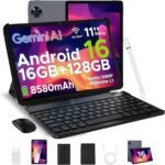 DOOGEE U11 Andriod 16 Tablet 11 Inch, Tablet with Keyboard and Pencil, Tablet for Children Octa-Core, 16GB RAM+128GB ROM/2TB 8580mAh, 7.9mm Metal Body, 13MP Camera/Widevine L1/Face ID/BT5.0/WiFi 5 - Imagen 2