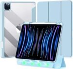 Detachable Case for iPad Pro 12.9-inch (6th/5th/4th/3rd Generation, 2022/2021/2020/2018), Removable Magnetic Cover, Clear Transparent Hard Back with Pencil Holder, Auto Wake/Sleep (Blue) - Image 2