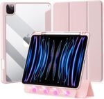 Detachable Case for iPad Pro 12.9-inch (6th/5th/4th/3rd Generation, 2022/2021/2020/2018), Removable Magnetic Cover, Clear Transparent Hard Back with Pencil Holder, Auto Wake/Sleep (Pink) - Imagen 2