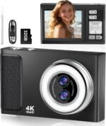 Digital Camera 4K 32GB, JDZ 48MP Digital Photo Camera Autofocus with 2.8" Screen, 16X Digital Zoom Compact Camera, Portable Vlog Compact Digital Camera for Beginners/Adults/Kids - Black - Imagen 2