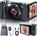 Digital Photo Camera 4K, 56MP Photo Camera with 180° Flip 3.0" Screen, JDZ 16X Digital Zoom Camera, Compact Cameras with 32GB Card for Beginners and Teens (Black) - Image 2