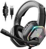 EKSA E1000 USB Gaming Headset for PC, Over Ear Wired Gaming Headphones, Noise Cancelling Microphone, 7.1 Surround Sound, RGB Light for PS4/PS5 Console, Laptop - Imagen 2