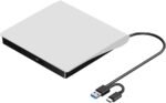 External CD DVD +/-RW Drive, USB 3.0 and USB-C Portable CD Burner and DVD ROM Reader Writer Rewriter Disk Drive, - Image 2