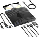 External CD/DVD player, USB 3.0 External DVD Recorder with SD TF Cards and 2 USB C Ports External DVD/CD -RW/ROM Drives, External DVD Reader for PC Laptop Windows 11/10/8.1/7 Linux MacOS - Imagen 2