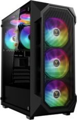GAMDIAS Aura GC1 Elite ARGB - ATX Mid Tower PC Case, 4 ARGB 120mm Fans, High Flow Mesh Front Panel, Tool-Free Tempered Glass Panel, Black - Image 2