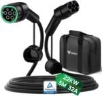 GONEO Charging Cable Type 2 22kW 5M 32A Mode 3 Charging Cable for Electric Car Type 2 and 3 Phases for E Auto EV/PHEV Type 2 to Type 2 with Carry Bag - Imagen 2