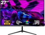Gawfolk 27" QHD Gaming Monitor, 2K 120Hz IPS PC Display, 2560×1440P, FreeSync, HDMI, DisplayPort, VESA 75 x 75mm, Black - Imagen 2