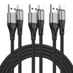 HALIHALL USB Type C Cable 3Pack 10FT Nylon Braided Fast Charging 3A Fast Type C to A Cable Compatible with Samsung Galaxy S20 S10 S9 S8 Plus Note 20 10 9 8 LG V50 V40 G8 G7 (Grey) - Imagen 2