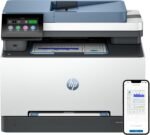 HP Color LaserJet Pro 3302sdw 499Q6F, A4 Multifunction Laser Printer, Automatic Duplex Scanner, Copier (25ppm, Wi-Fi Direct, 1.2 GHz Processor, 512MB Memory, Smart App) White and Blue - Image 2