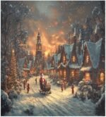 Hermoso paisaje de nieve de Navidad, cubierta magnética impermeable para lavavajillas, calcomanía magnética para refrigerador, decoración de gabinete, electrodomésticos para el hogar, cocina, - Image 2