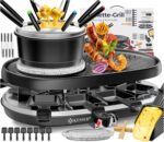 KESSER 3 in 1 Raclette Grill with Natural Non-Stick Stone, Grill Plate and Fondue Plate, Electric Table Top Grill for 8 People - Imagen 2