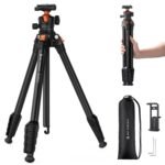 K&F CONCEPT 163CM Aluminum Camera Tripod, Lightweight and Compactop, Weight 1.2 kg and Maximum Load of 10 kg for DSLR Cameras, Binoculars, Ground Telescopes, Camcorders and Phones - Image 2