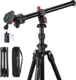 K&F CONCEPT O234A1+BH-36 Tripod Camera with Extendable Arm 195 cm, Tripod Travel Camera with Phone Holder, Lightweight Aluminium Tripod - Imagen 2