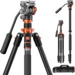 K&F CONCEPT Tripod Camera 200 cm Compact Video Tripod with Fluid Head, for Travel, Load Capacity 5 kg, Detachable Aluminium Monopod - Imagen 2