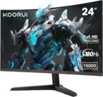 KOORUI 24E6CA Curved Gaming Monitor 24 Inch, 180HZ, 1ms, 1500R, HDR, VA 3000:1, FHD 1920x1080, 2xHDMI 2.0, DP 1.2, Adaptive Sync, Eye Care, VESA 100x100mm, Tilt Adjustable - Imagen 2
