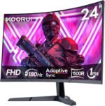 KOORUI Curved Gaming Monitor 24 Inch FHD 1080P 180Hz 1ms | 1500R VA Panel, Ultra Thin, HDMI/DP, VESA Mount, Blue Light Filter, Tilt Adjustment (Office/Gaming - Imagen 2