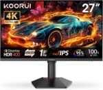 KOORUI G2741L 27" Gaming Monitor, UHD 2160P 160Hz / FHD 1080P 320Hz (Fast IPS, 1ms, Adaptive Sync, Rotary, Tilt, Height Adjustable, Eye Care, HDR400, 10Bit, 2xHDMI 2.1, DP 1.4) - Image 2
