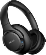 KVIDIO Wireless On-Ear Headphones, 55 Hours Playtime Bluetooth Headphones, Foldable Lightweight Headphones with Microphone, Deep Bass (Black) - Imagen 2