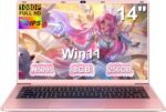 Laptop 14 Inch Celeron N5095 Upto 2.9 GHz Laptops 8GB RAM 256GB SSD TF 1TB LPDDR4 Win11 5G WiFi HDMl mini 1920*1080 FHD Laptop Protective Film Spanish – Gold Metallic Body - Image 2