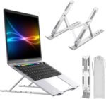 Laptop Stand Kamoon Portable Adjustable Tablet Computer Stand Aluminum Alloy Folding Laptop Stand Compatible MacBook Air Pro, HP More 10-15.6" Laptops & Tablet(Space Silver) - Imagen 2