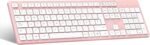LeadsaiL Wireless Keyboard Pink QWERTY Spanish Keyboard USB Ergonomic Full Size Wireless Numeric Keypad, 12 Multimedia Shortcuts for Windows Mac PC Laptop - Image 2