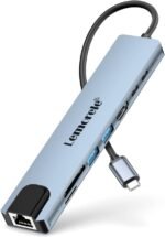 Lemorele USB C Ethernet Hub - 8 in 1 Aluminum Space Adapter Hub with HDMI 4K, Ethernet, 100W Super Fast Charging, 2 USB, USB C 2.0, SD/TF for MacBook M1 Air/Pro, Switch, Chromecast, Windows - Image 2