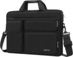 MOSISO Laptop Shoulder Bag 16 Inch,15-15.6 Inch Briefcase Compatible with MacBook Air 15 M4 M3 M2/Pro 16 with 2 Raised Pockets&1 Flap & 1 Horizontal Pocket&Handle&Belt,Black - Imagen 2