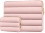 MOSISO Laptop Sleeve 13-13.3 Inch, 13.3 Inch Puffy Laptop Bag Compatible with MacBook Air 13 13.6 M4 M3 M2 M1/Pro 13/Pro 14, Horizontal Polyester with Small Case Bag,Pink - Imagen 2
