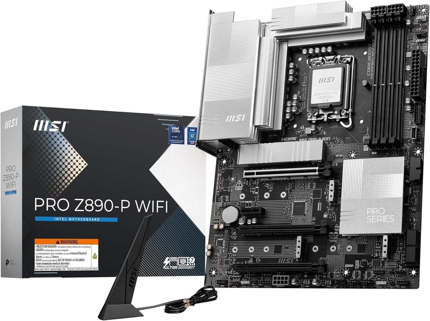 MSI PRO Z890-P WiFi ProSeries Motherboard - Supports Intel Core Ultra Series 2, LGA 1851, DDR5, PCIe 5.0, M.2, SATA, 5Gbps LAN, USB Type-C, Wi-Fi 7, Bluetooth 5.4, Thunderbolt - Imagen 2