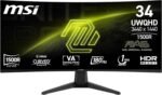 MSI mag 346CQ – Monitor 34" UWQHD, 3440 x 1440, 1500R, Gaming Monitor, VA, 180Hz,1ms, HDR Ready, Eye Care, HDMI 2.0b, DP 1.4a, Frameless, Adjustable Tilt, VESA Stand, Black - Imagen 2