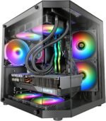 Mars Gaming MC-3TLITE, MicroATX Gaming Case, Triple Continuous Tempered Glass, 120mm Rear FRGB Fan, Dual Camera Structure, Compact PC Mini Tower with Large Internal Capacity, Black - Imagen 2