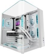 Mars Gaming MC-INFINIOLITE, ATX Gaming Case, Continuous Curved Tempered Glass Without Frame, Glass Top Panel, Double Camera Structure, Support Liquid Cooling up to 240mm, USB-C, White - Imagen 2