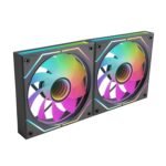 Mars Gaming MF-3DPROX2R, Kit 2x 120mm Fans, Inverted Blades, ARGB Triple Infinity Mirror 360° Lighting, PWM Control, FDB Bearings, PC Fans with Full ARGB Compatibility, Black - Imagen 2