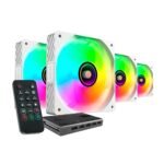 Mars Gaming MF-SI4KIT, Kit 4x Ultra-Quiet Fans 120mm, ARGB Infinity Mirror Lighting, FDB Bearings and Copper Core, Remote Control and HUB, Full ARGB Compatibility, White - Image 2