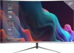 Mars Gaming MV-27C, Curved Gaming Monitor 27" FHD 1080p 200Hz, HDR10 1ms, FreeSync and G-Sync, Frameless PC Monitor, 20° Tilt, Low Blue Light and Flicker Free, HDMI + DisplayPort + Jack 3.5, White - Image 2