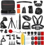 NEEWER 50 in 1 Action Camera Accessory Kit, GoPro Hero 12 Hero 11 Hero10 Hero 9 8 7 GoPro MAX GoPro Fusion Insta360 X3 X2 dji Osmo Action 4 3 2 APEMAN Black Case - Image 2