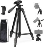 NEEWER VERSION Level Input Tripod for Phone & Camera, Portable Lightweight Metal Travel Stand with Cold Shoe Mobile Phone Holder Compatible with iPhone for Video Recording, TP53 - Image 2