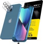 NEW'C 3 x Screen Protector for iPhone 13 (6.1 Inches) and 3 x Camera Lens Protector – Tempered Glass + Anti-Dust Plug – Ultra Resistant – Bubble-Free – 9H Hardness - Image 2