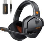 NUBWO G06 Wireless Gaming Headset with 50mm Drivers for PC/Ps5/Ps4/NS/Mobile,Wireless Gaming Headset with 2.4 GHz+Bluetooth 5.3 Dual Mode,7.1 Surround Sound,100Hr+ Duration - Orange - Imagen 2