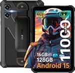 OUKITEL RT3 Plus Tablet Rugerized – 8 Inch Rugged Tablet Android 15, 11000mAh Battery, 16GB+128GB 1TB Expandable, 16MP+8MP Camera Tablet Gaming, Speakers 100dB/Dual 4G SIM/NFC/Face ID/GPS, Black - Imagen 2