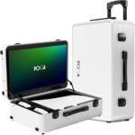 POGA LUX White Gaming Case (Compatible with PlayStation 5), Portable Console with Travel Case, 24'' AOC Gaming Monitor and Cart - White (V2 - Optional Bluetooth Speaker), White - Imagen 2